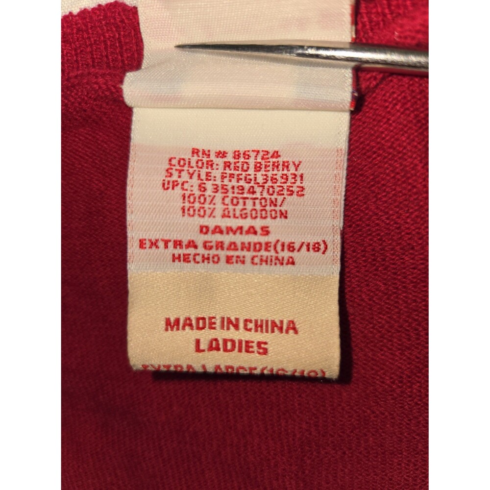 Vintage Faded Glory Y2K Cardigan Sweater Womens XL Lightweight Cranberry Button - Picture 8 of 11